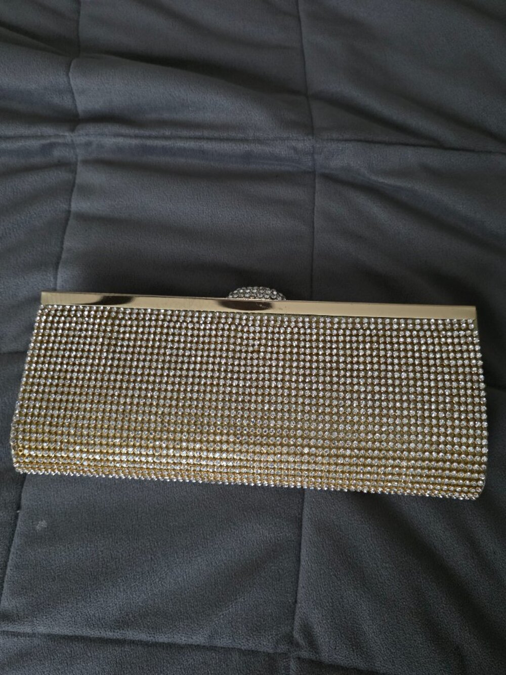 Gold Rhinestone Crystal Evening Clutch Purse